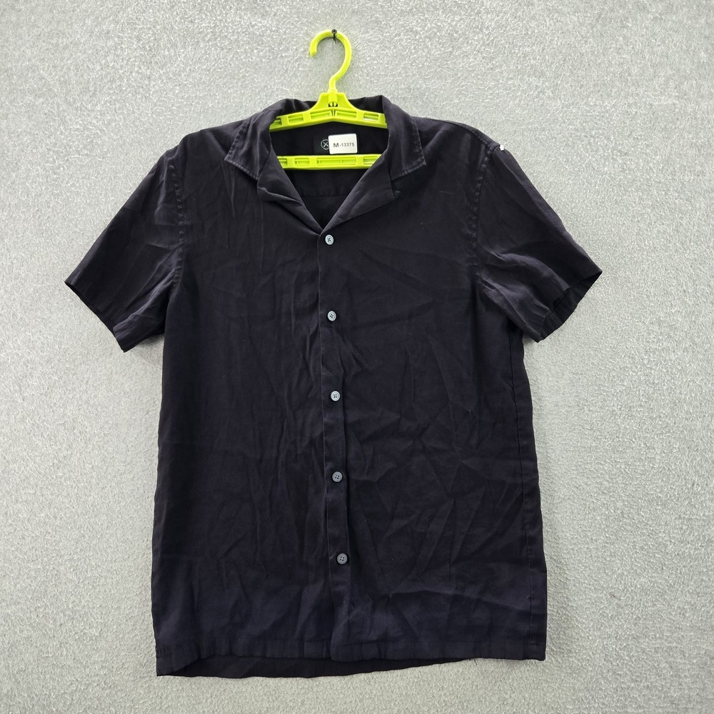 Cuts Men Button Up Shirt S Black Chileno Camp Hyperloop Short Sleeve